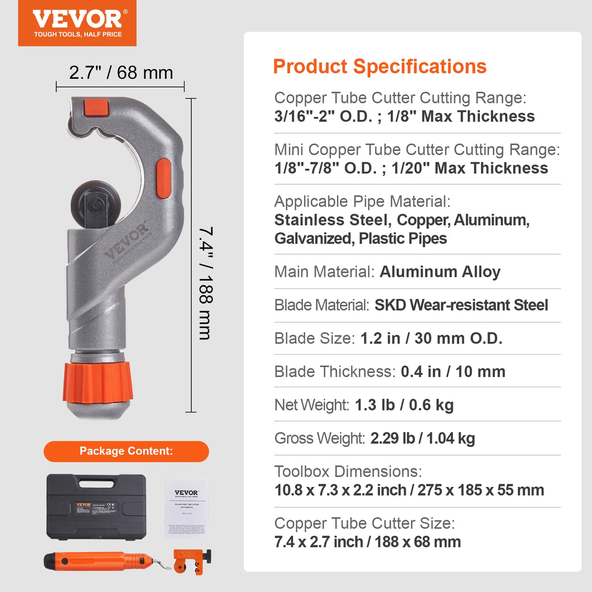 VEVOR Tubing Cutter Set Heavy Duty Pipe Cutting And Deburring
