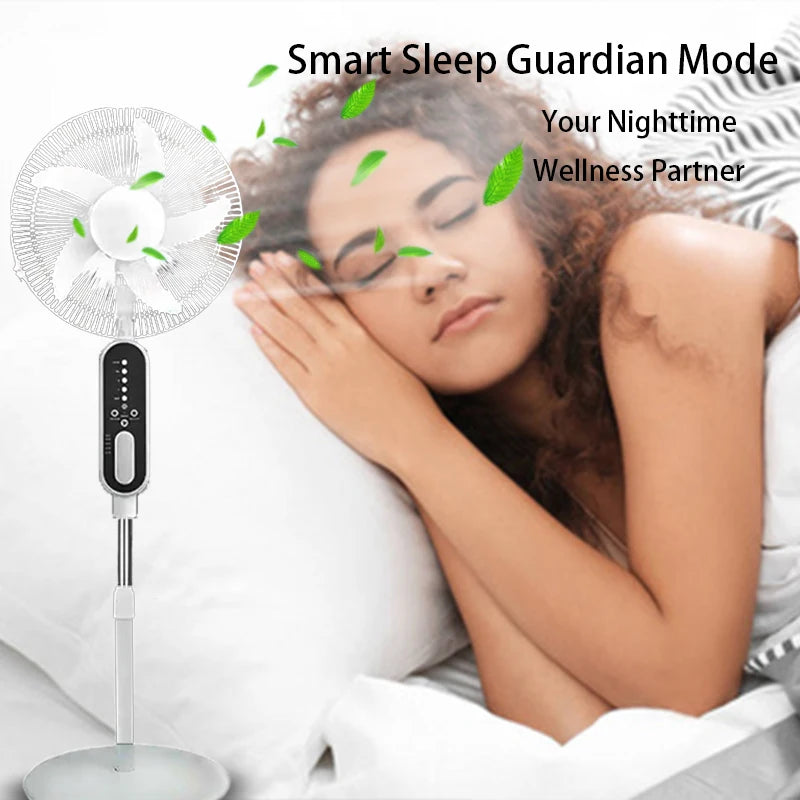 HUANJI Solar Panel Rechargeable Fan With 14400mAh Battery Remote Control