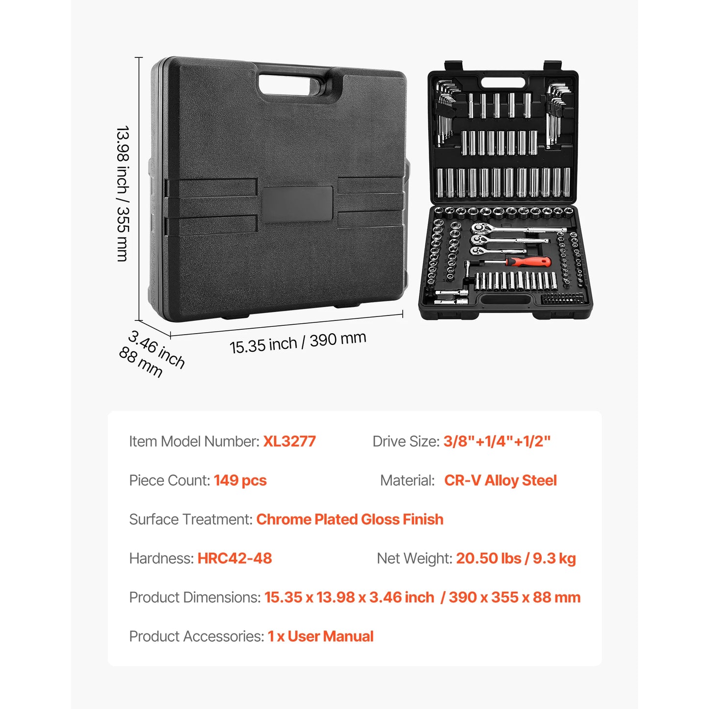 SucceBuy 86Piece Socket Set With Ratchet SAE And Metric