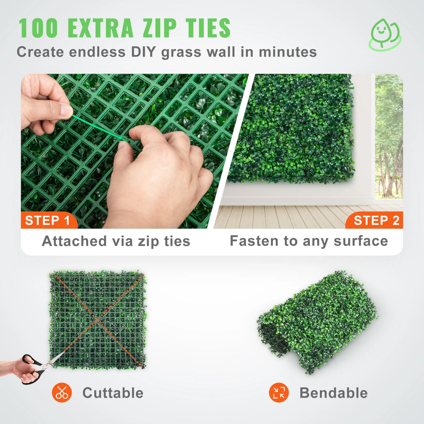 SucceBuy Boxwood Hedge Panels 12 Pack UV Protected Wall Backdrop