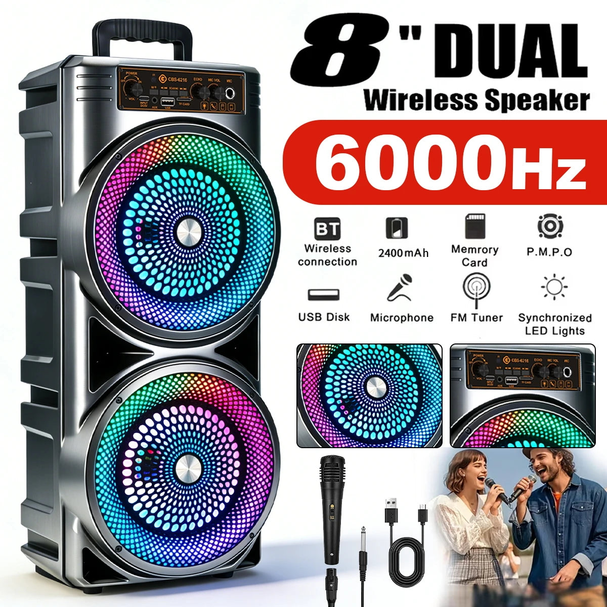 Floor Standing Bluetooth Speaker System With Wireless Portable Subwoofer