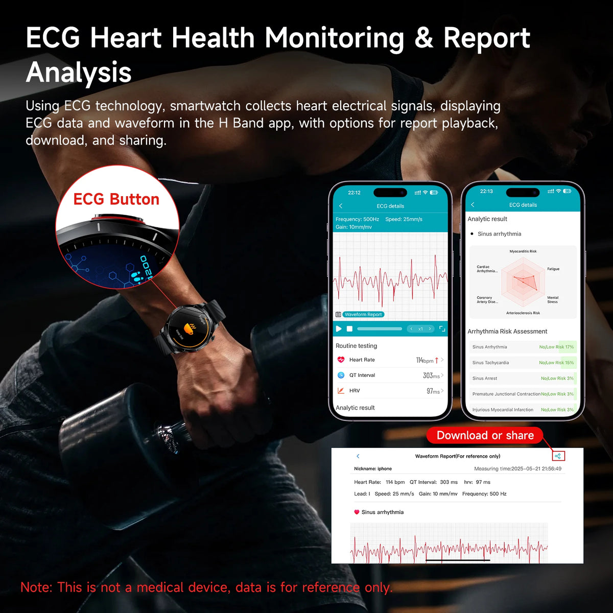 Marsyu Smart Watch ECG PPG Blood Pressure Heart Rate Tracker
