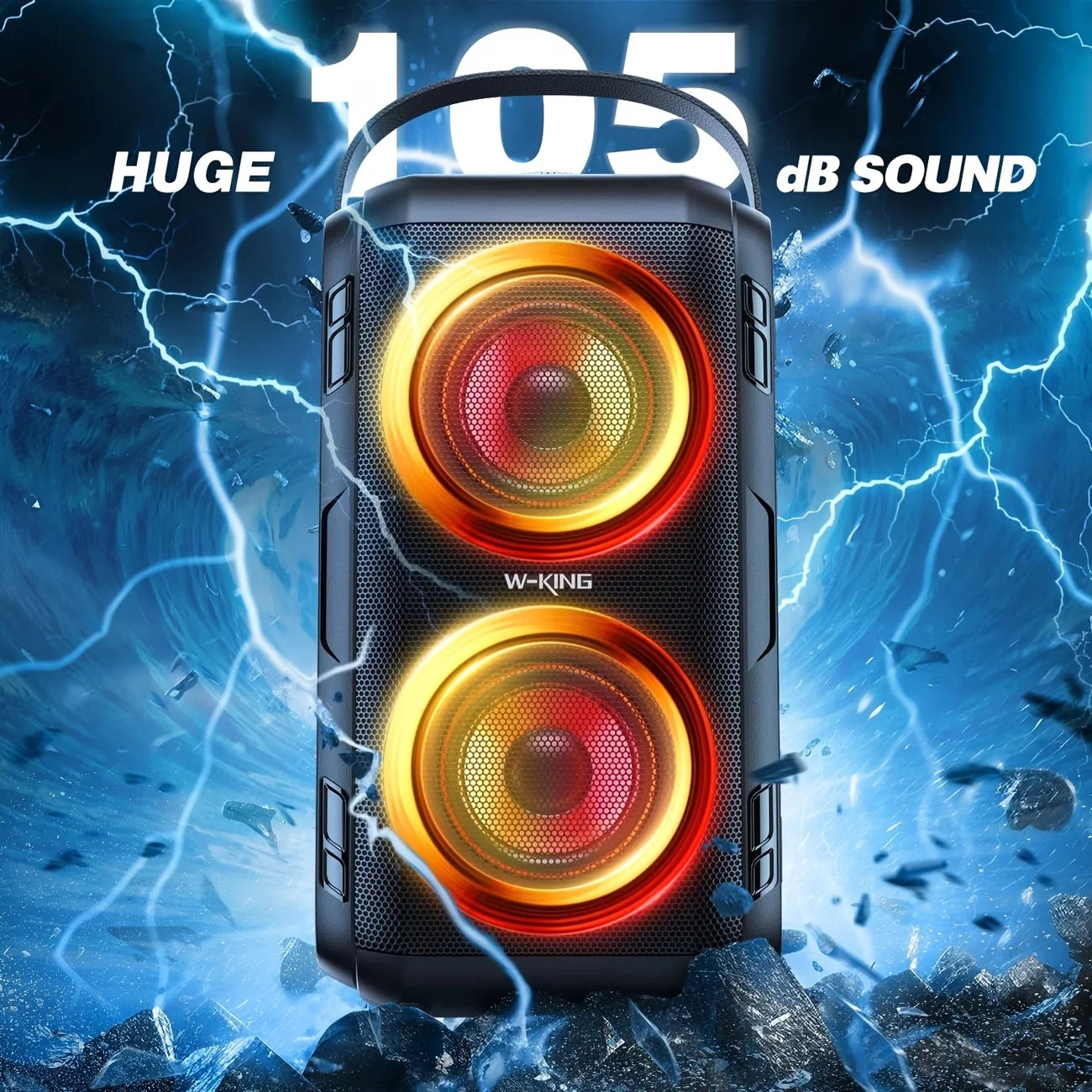 W-KING 80W Wireless Speaker With Microphone RGB Lighting Bluetooth