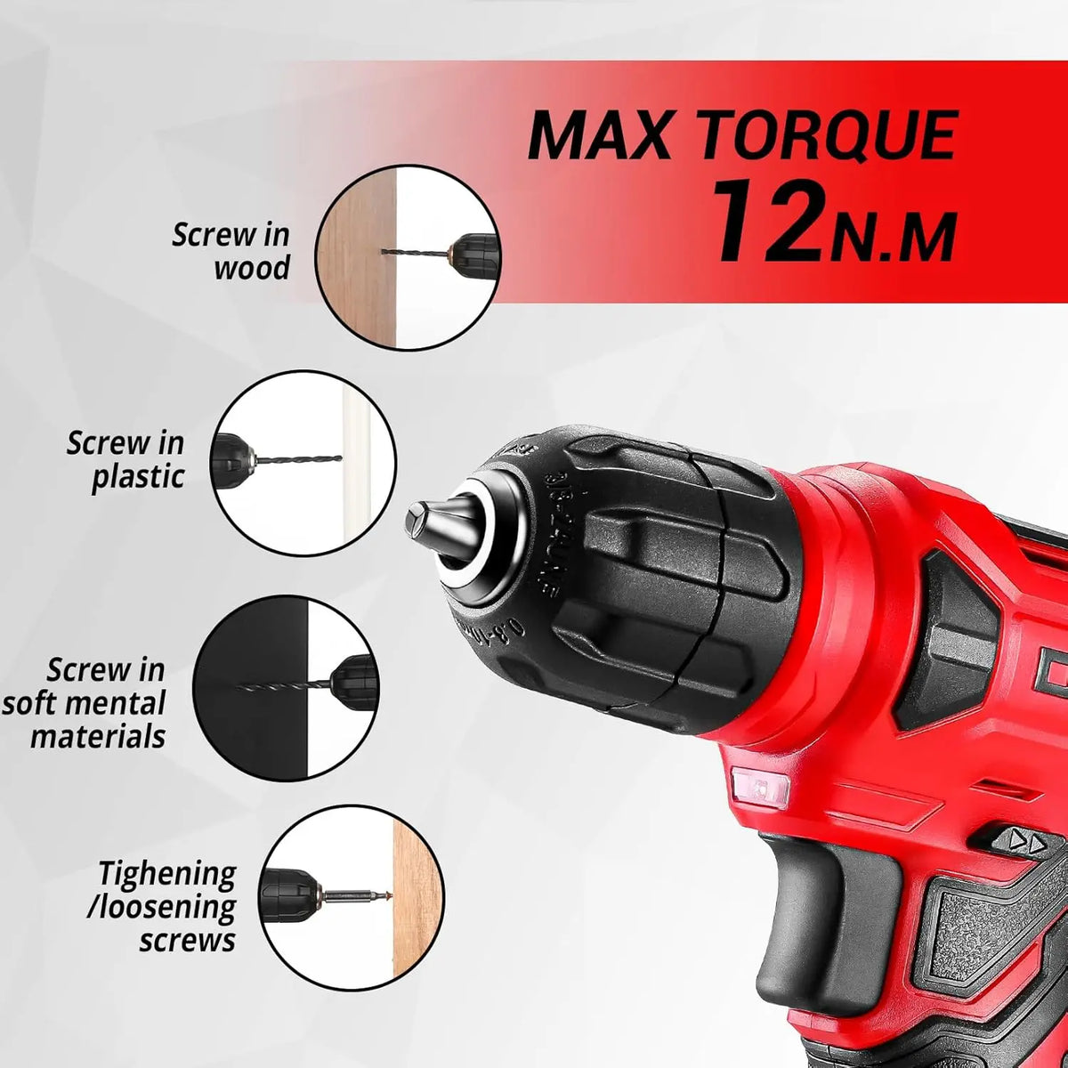 DEKO Cordless Drill Household Tool Kit With Essential Hand Tools