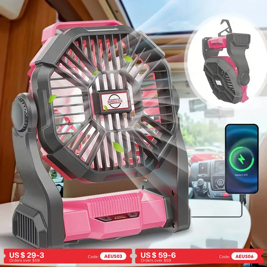URGGU Three In One Camping Fan With LED Lantern Rotating