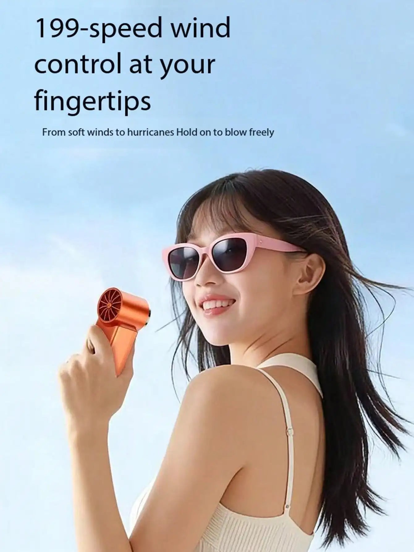 USB Mini Handheld Turbo Fan With Adjustable Speed High-Capacity Battery