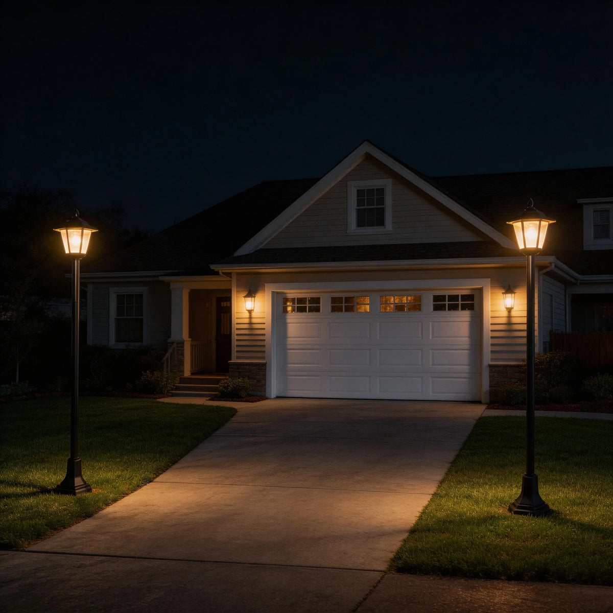 Waterproof Solar Post Lights With Dusk To Dawn LED Lighting
