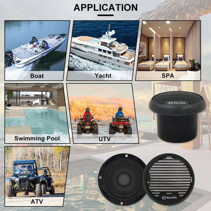 Herdio 140W Two Way Marine Waterproof Speaker System