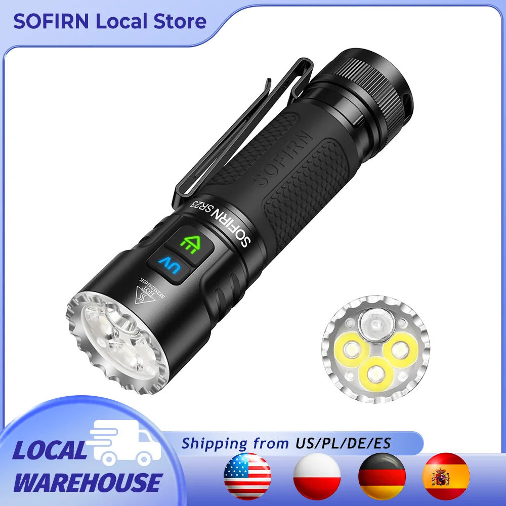 Sofirn SR23 UV Flashlight 365nm USB C Rechargeable 21700