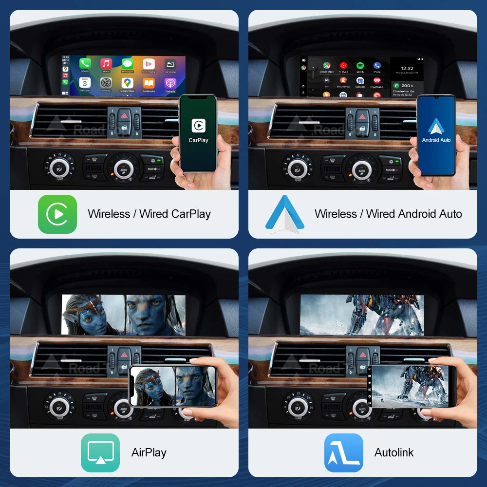8.8INCH Wireless CarPlay Android Auto Car Multimedia For BMW 5 Series E60 E61 2005-2010 CCC CIC Screen Touch Display Navigation