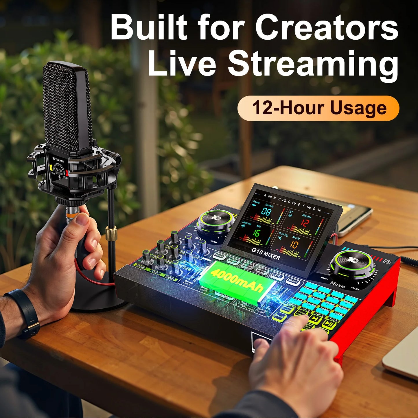 TenLamp G10 PKPRO Podcast Studio Mixer With 6 Channel Interface