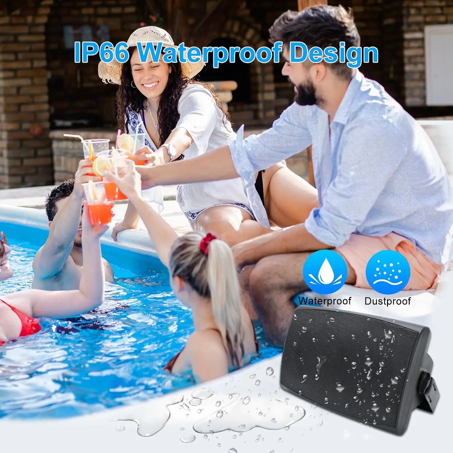 Herdio 400W Outdoor Passive Wall Mount Speakers Patio
