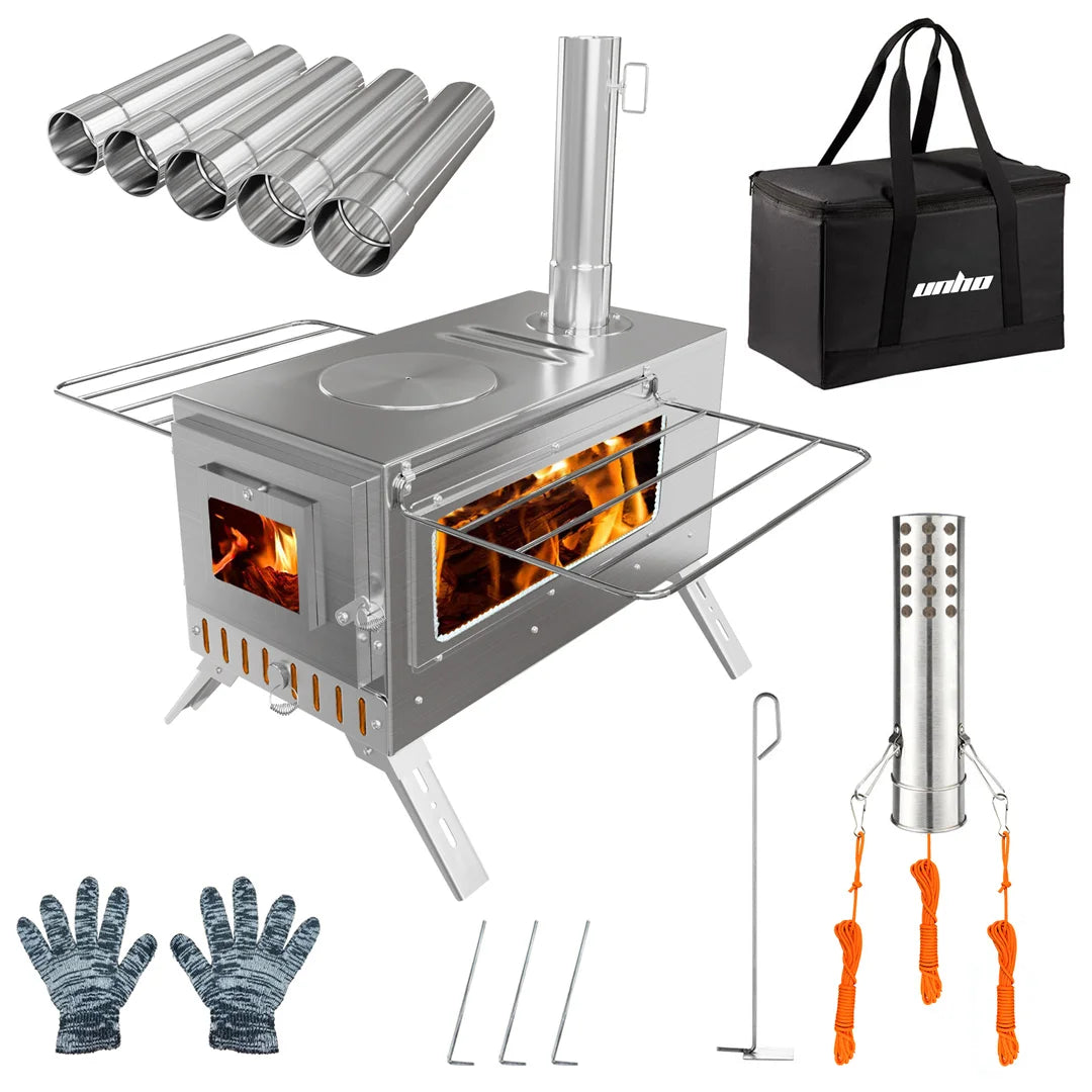 Hot Tent Wood Burning Stove Portable Outdoor Heater And Cooktop