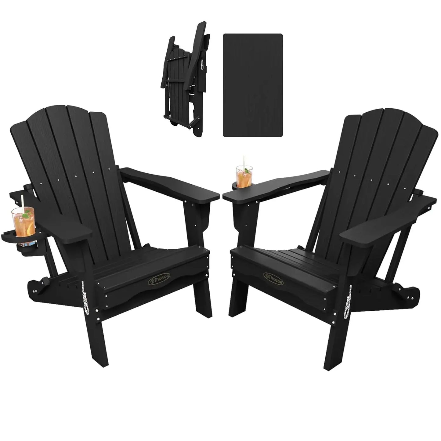 MOYU Folding Adirondack Chair Set All-Weather HDPE Outdoor Chairs