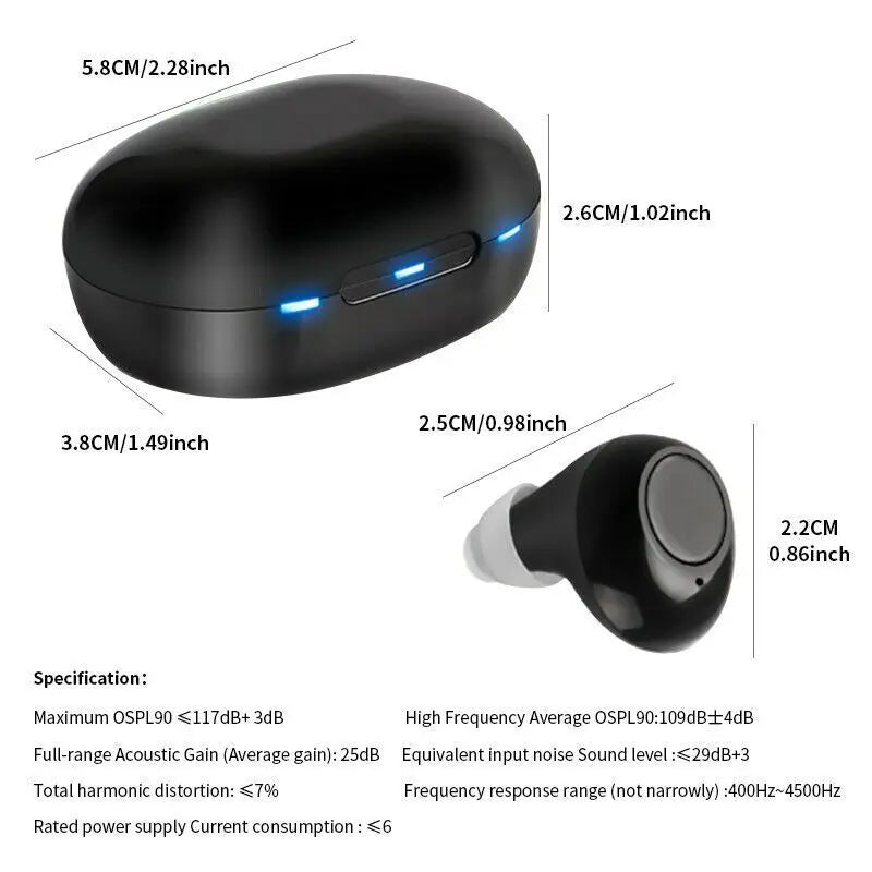 JINGHAO Hearing Aid Digital In Ear Enhancer Sound Amplifier Rechargeable
