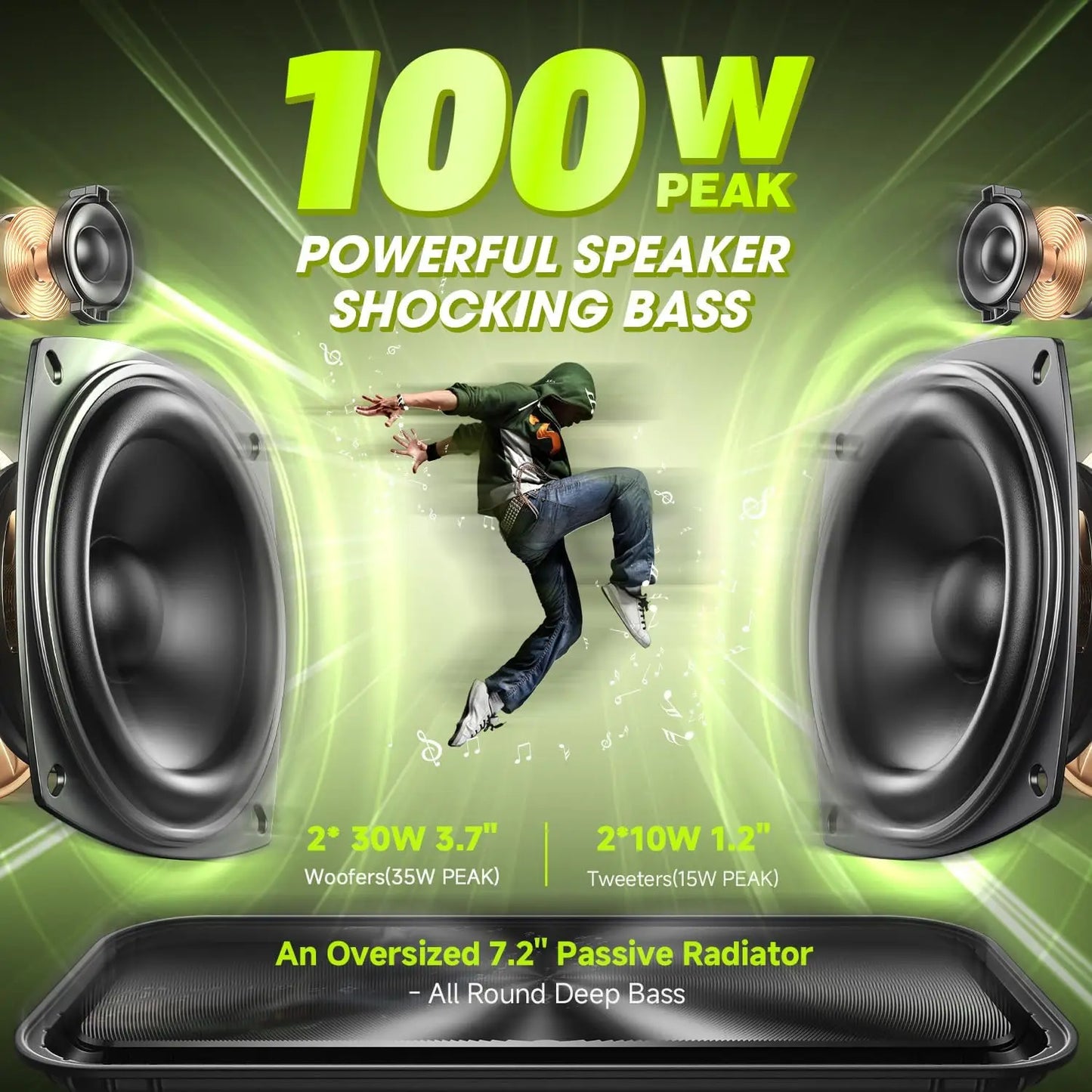 W-King D9-1 Portable Bluetooth Speaker 100W Peak