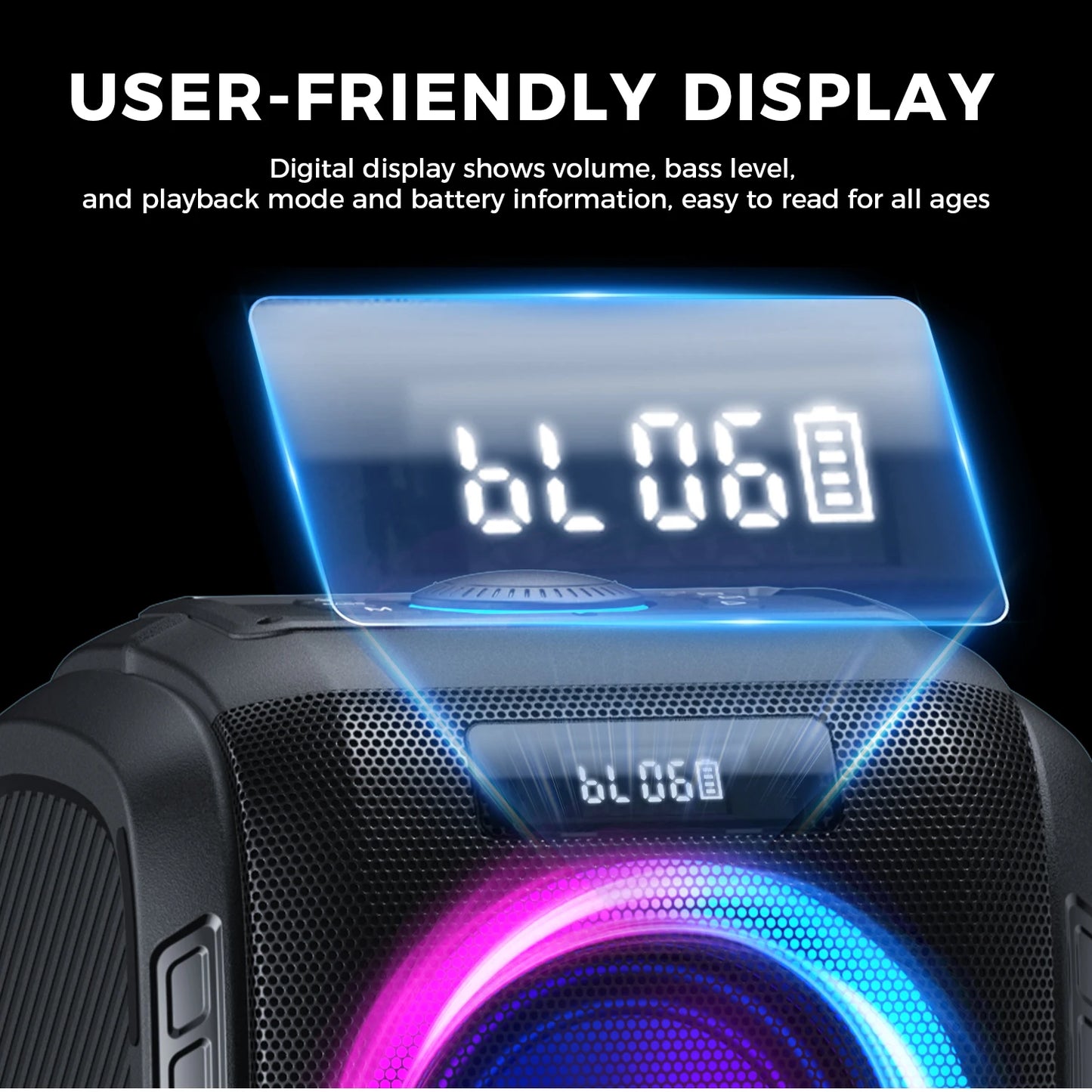W-King 250W Peak Bluetooth Party Boombox Portable Speaker
