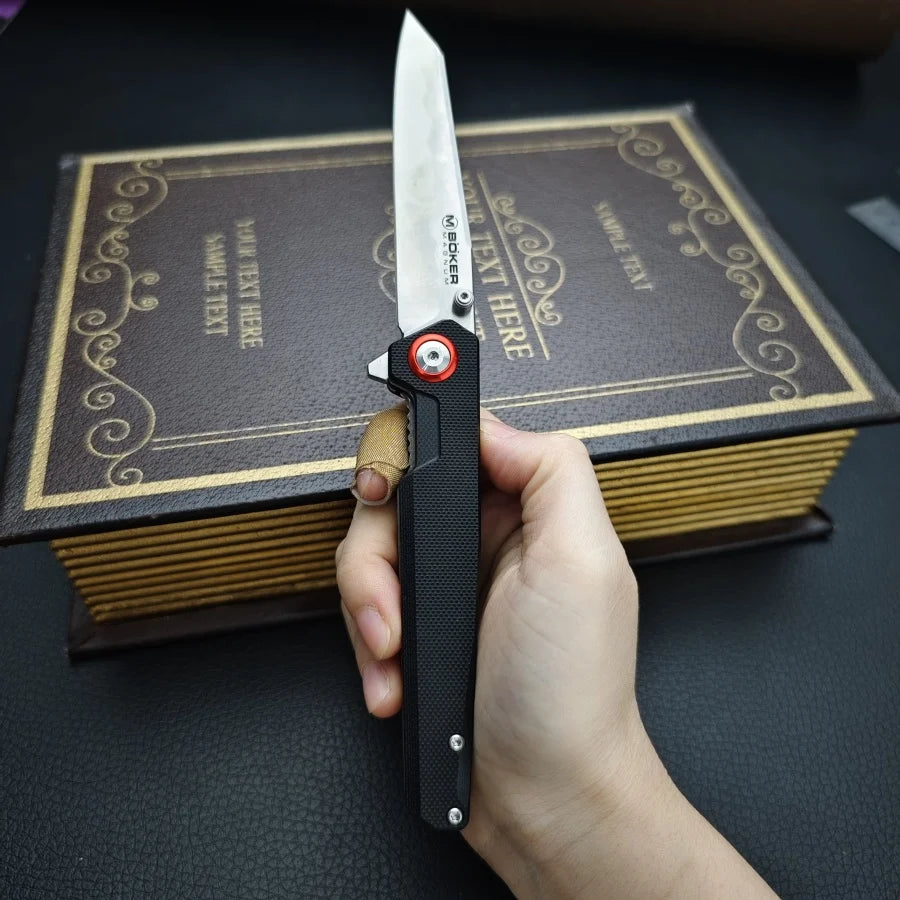 DIY Supplies Ultra Lightweight Folding Knife 440B Blade G10 Handle