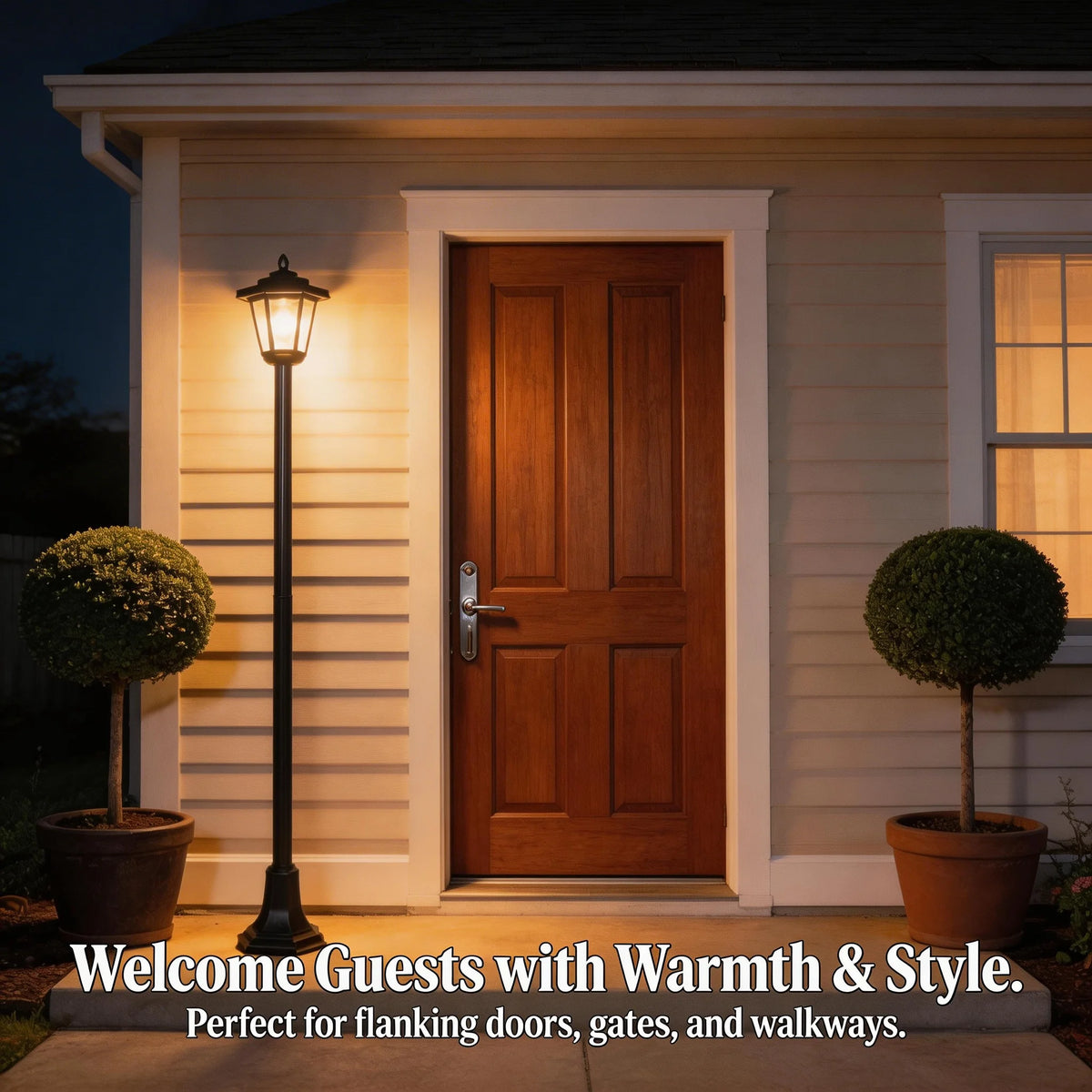 Waterproof Solar Post Lights With Dusk To Dawn LED Lighting