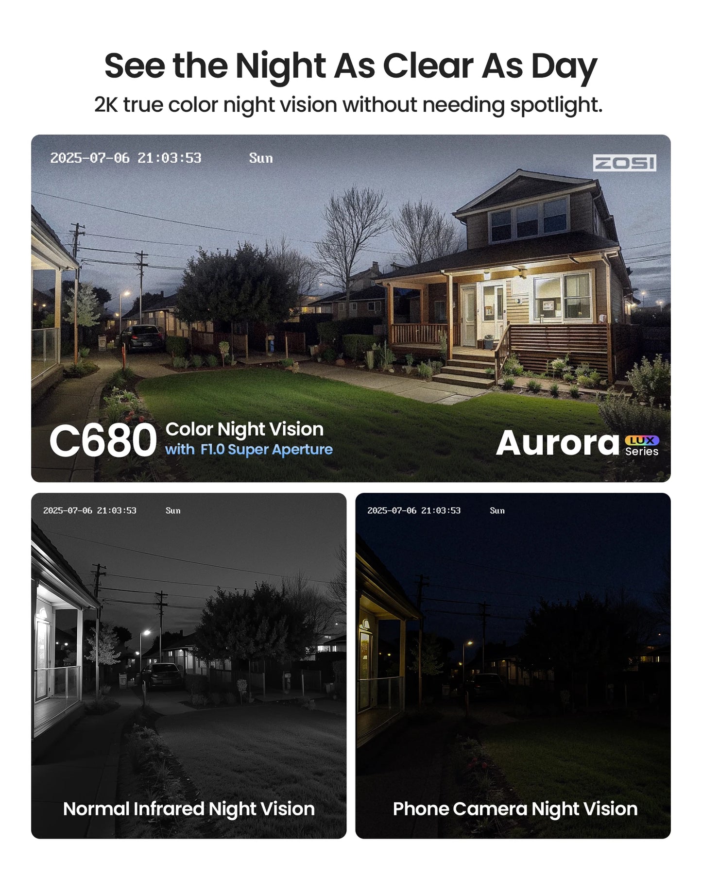ZOSI 2K Window Security Camera AI Detection Night Vision WiFi