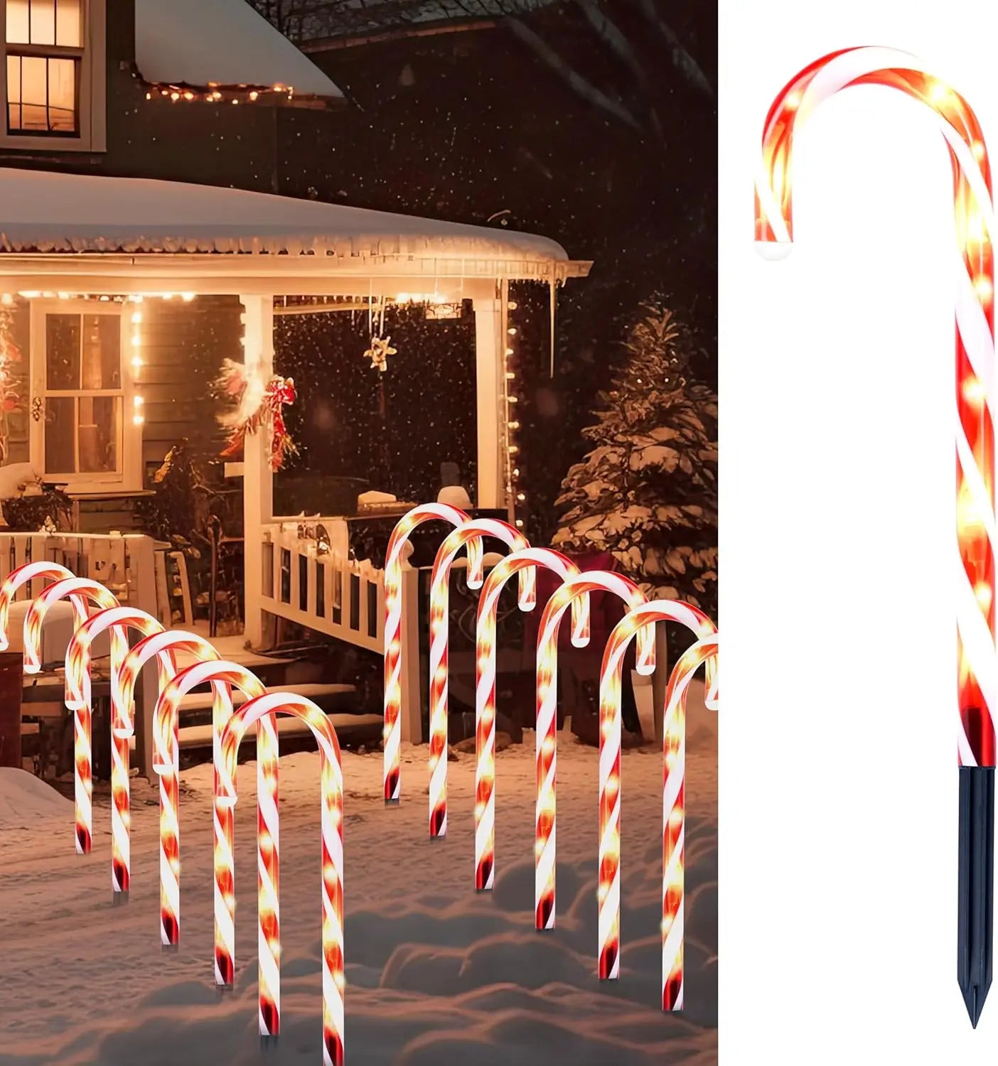 Joyfy Prelit Candy Cane Pathway Marker Lights Set Outdoor