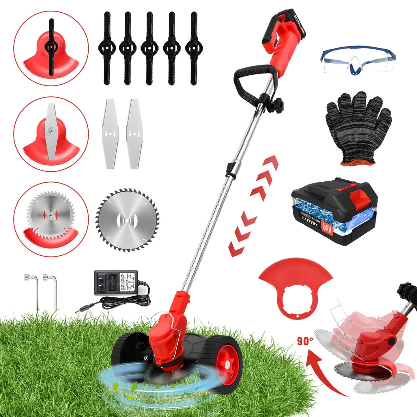 21V Cordless Weed Trimmer Edger 3 In 1 Garden Tool