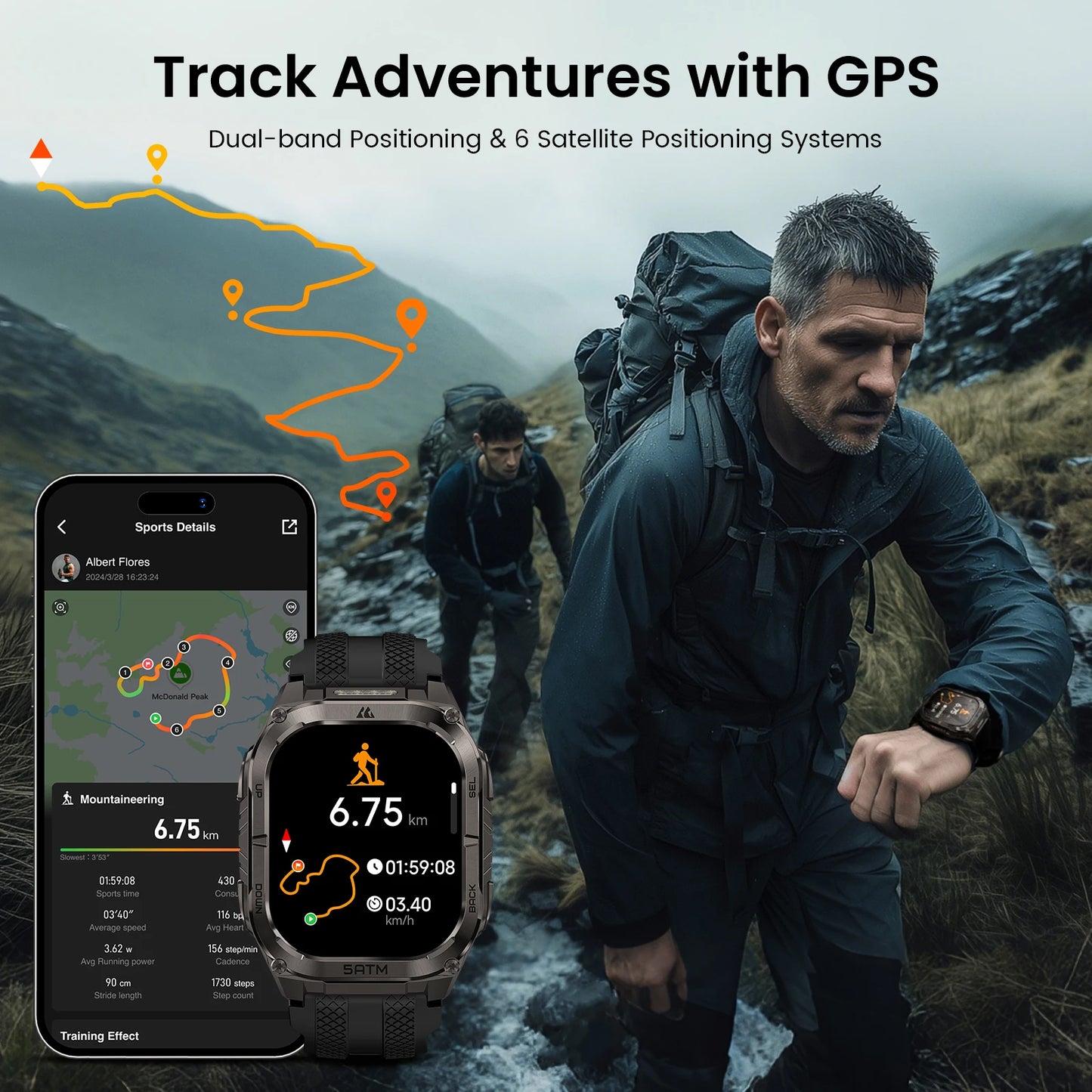 Kospe Tank M4C Advanced GPS Smartwatch For Men Health Tracking
