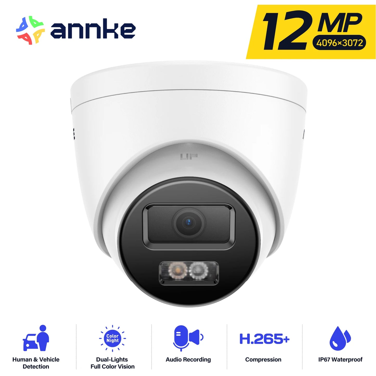 Annke 12MP Outdoor Smart Dual Light PoE Security Camera IP67 IR Night Vision