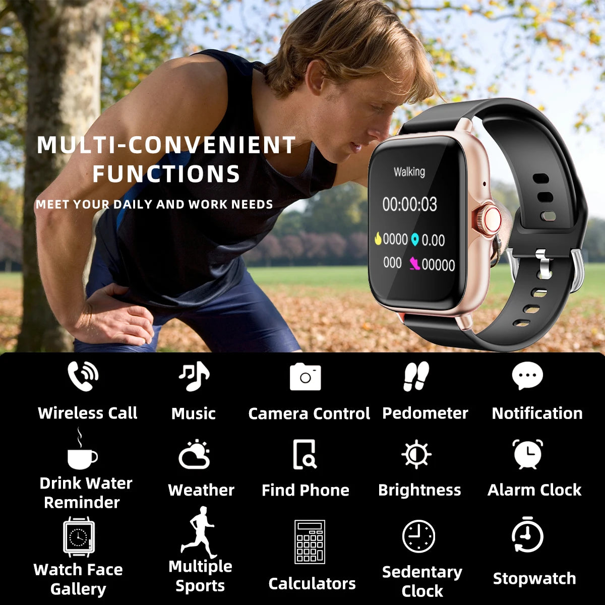 Smart Watch With Answer Calls Sleep Monitoring Pedometer And Alerts