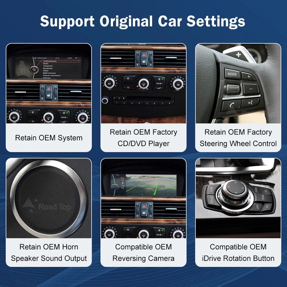 8.8INCH Wireless CarPlay Android Auto Car Multimedia For BMW 5 Series E60 E61 2005-2010 CCC CIC Screen Touch Display Navigation