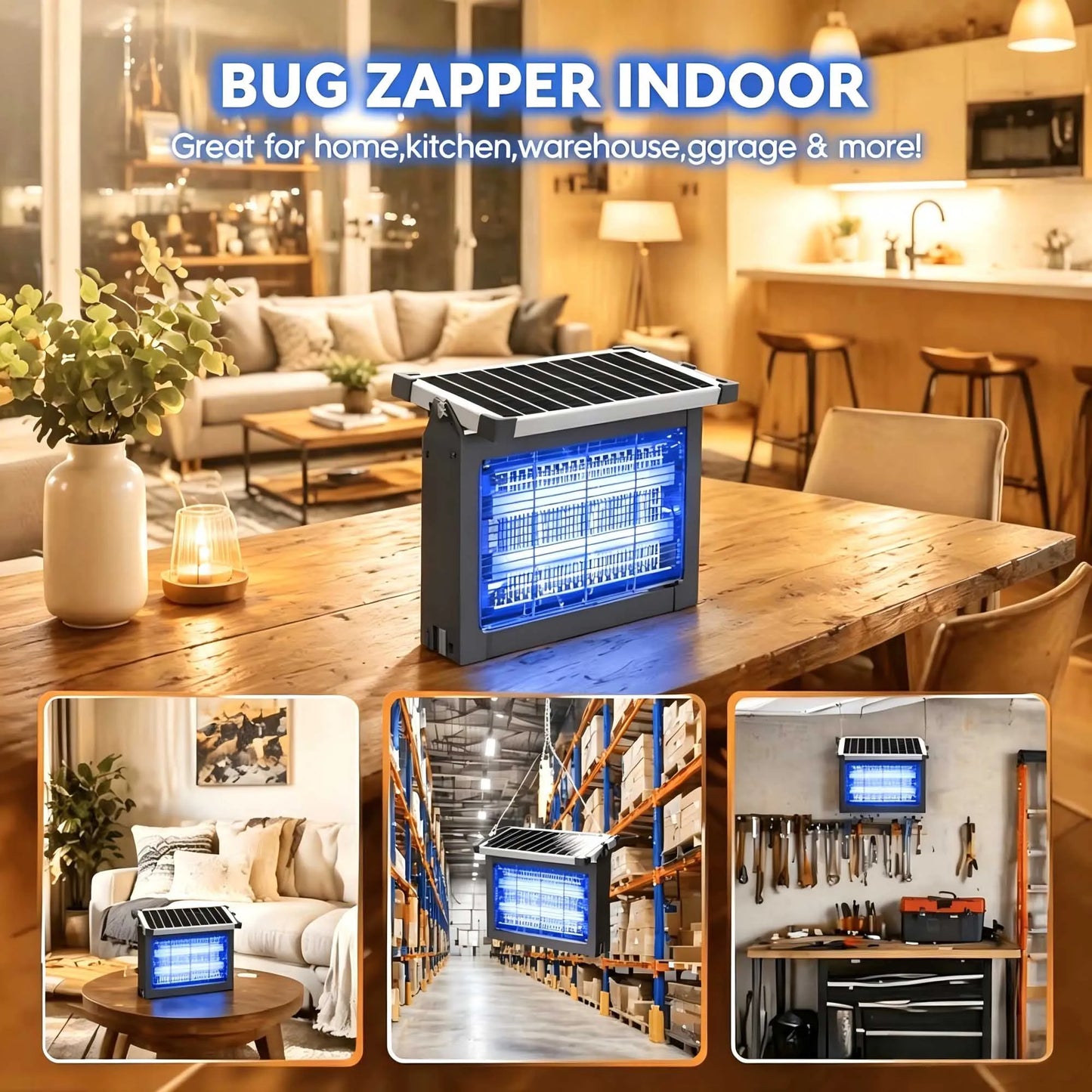 Solar Bug Zapper Outdoor 4500V Mosquito Zapper with Panel Sensor