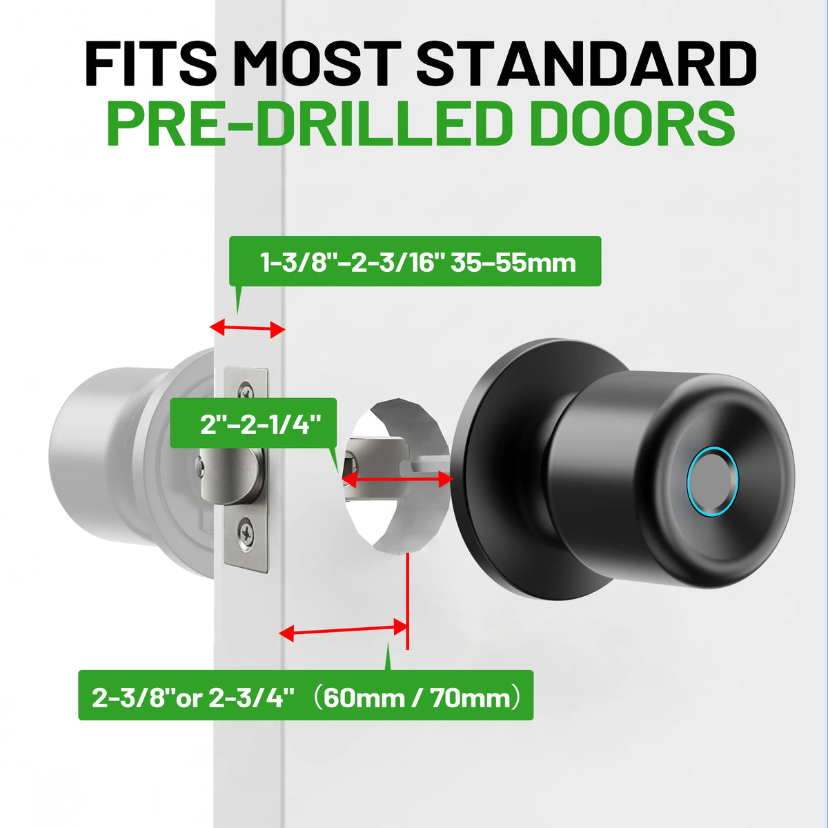 YFK Fingerprint Door Lock Knob With Tuya App Control