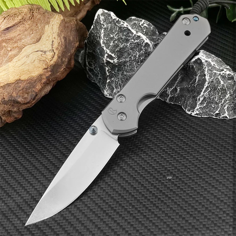DIY Supplies EDC Safety Folding Knife Damascus Steel Titanium Handle