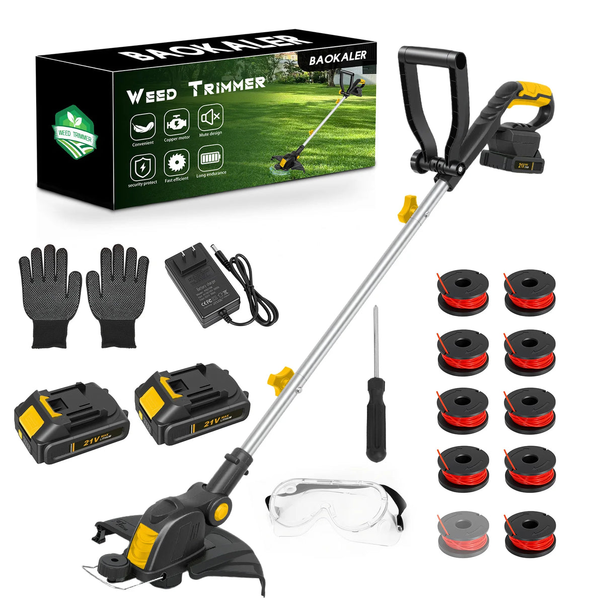 Cordless 3-In-1 String Trimmer With Rotatable Head And Auto Feed