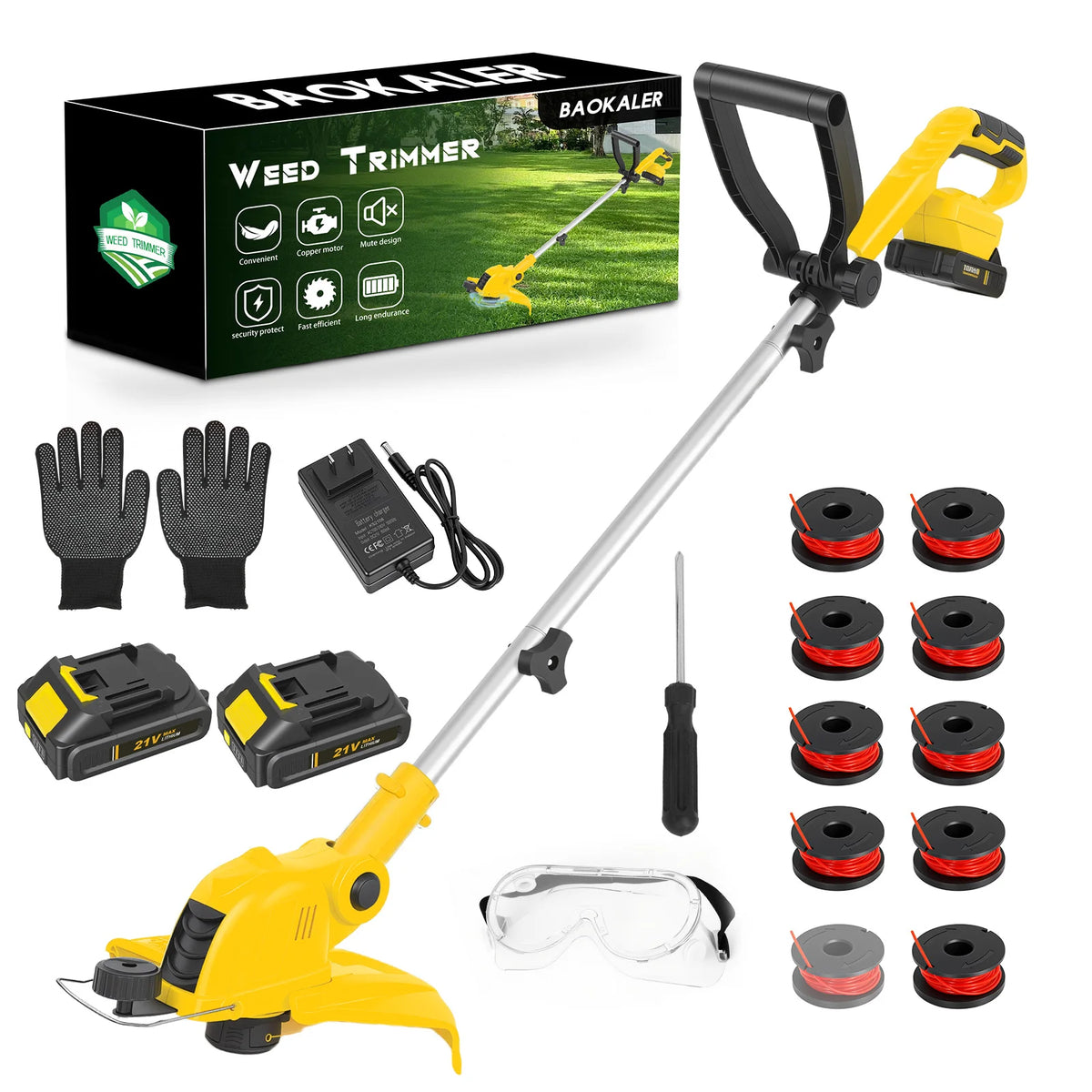 Cordless 3-In-1 String Trimmer With Rotatable Head And Auto Feed