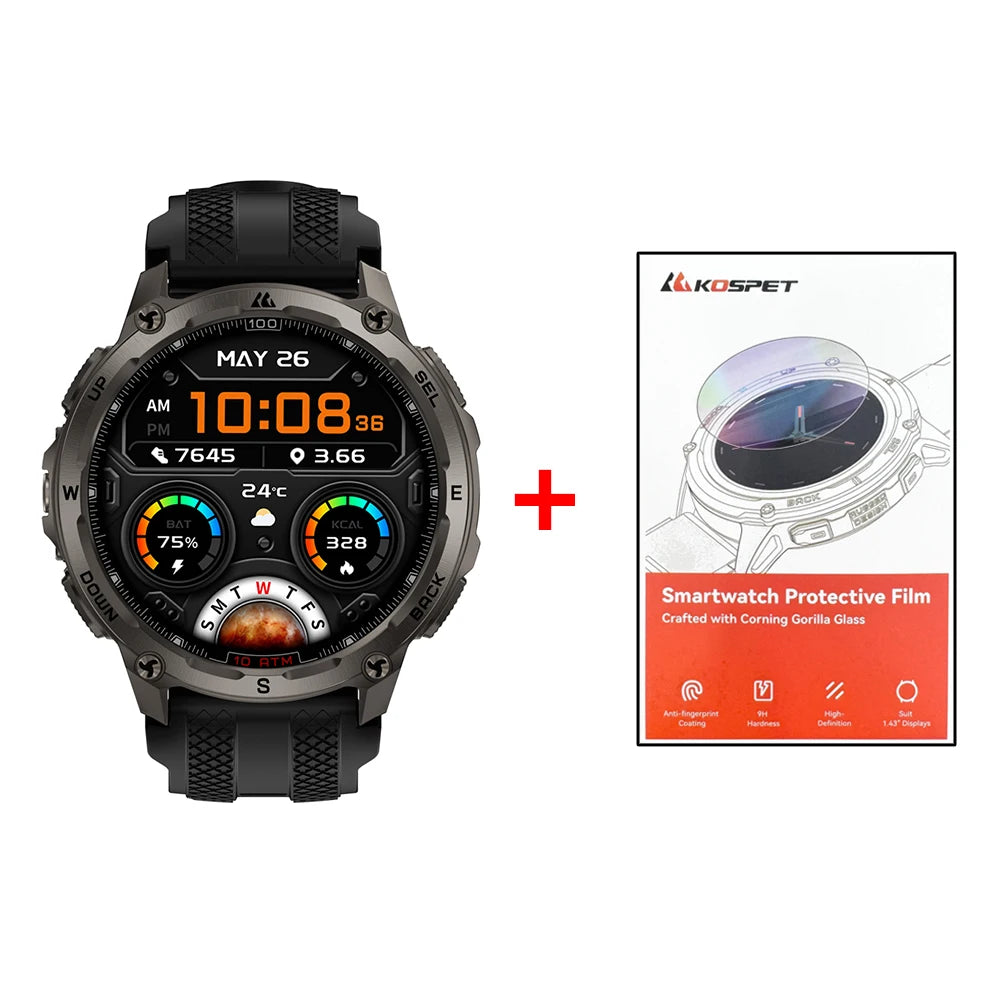 KOSPET Tank T4 Smartwatch GPS Offline Maps 10ATM Waterproof Android iOS