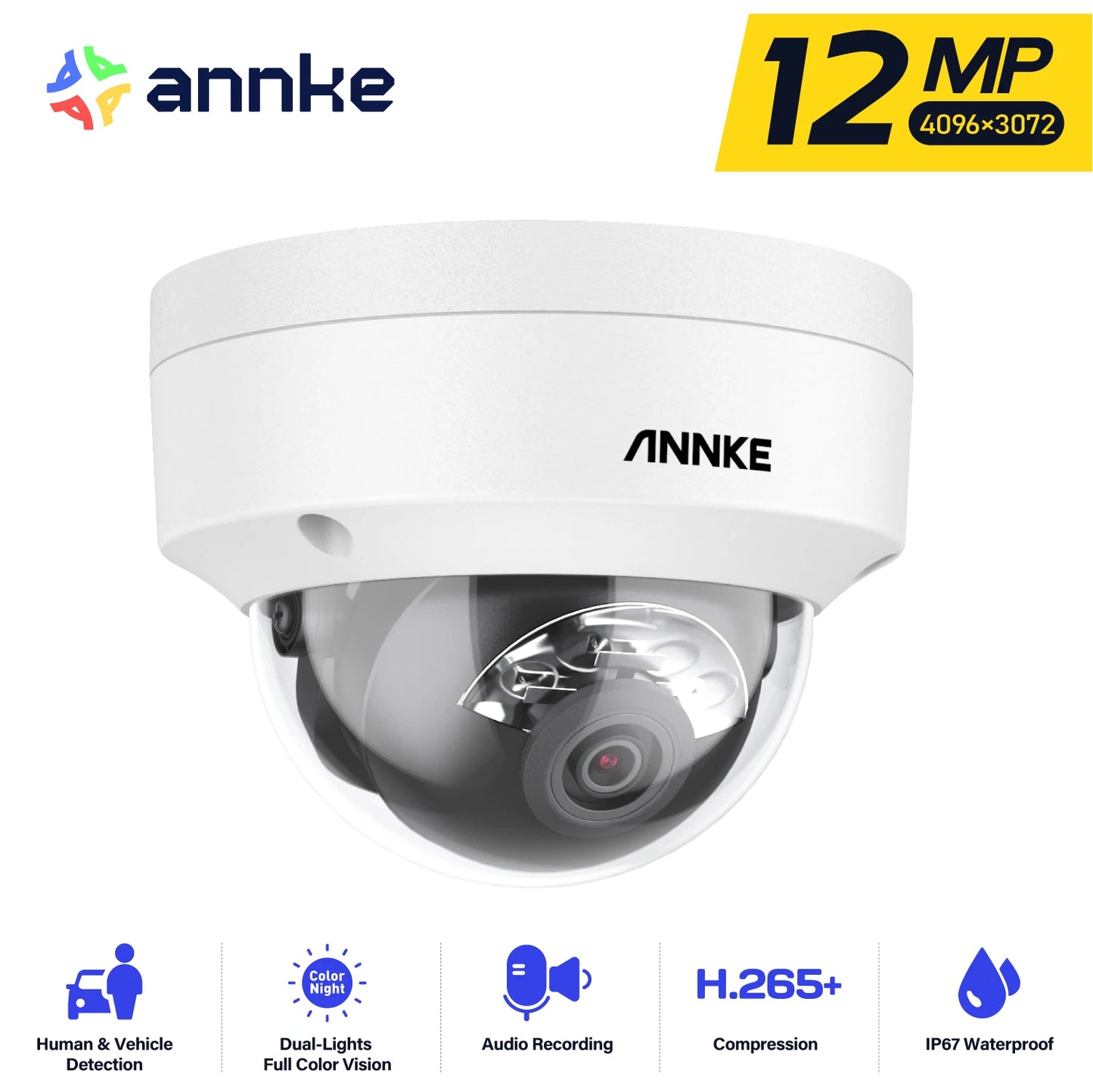 Annke 12MP Outdoor Smart Dual Light PoE Security Camera IP67 IR Night Vision