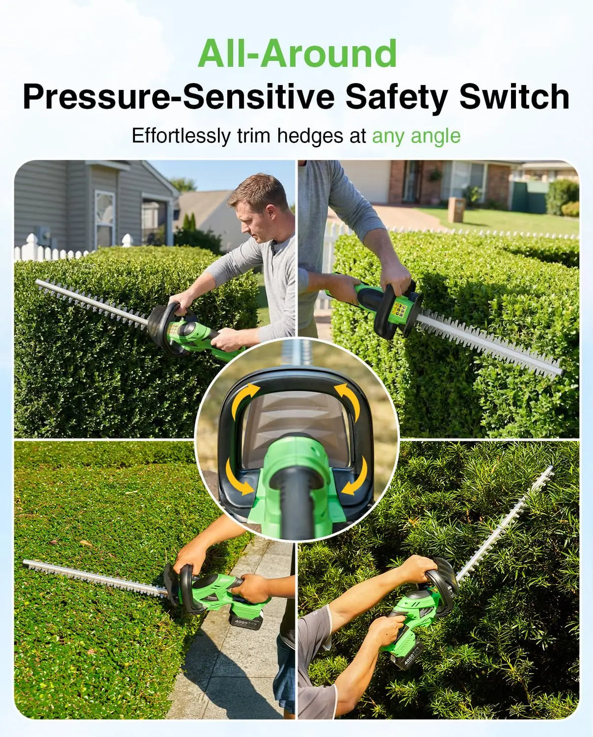 TaskStar Cordless Brushless Hedge Trimmer with Double Edge Blade