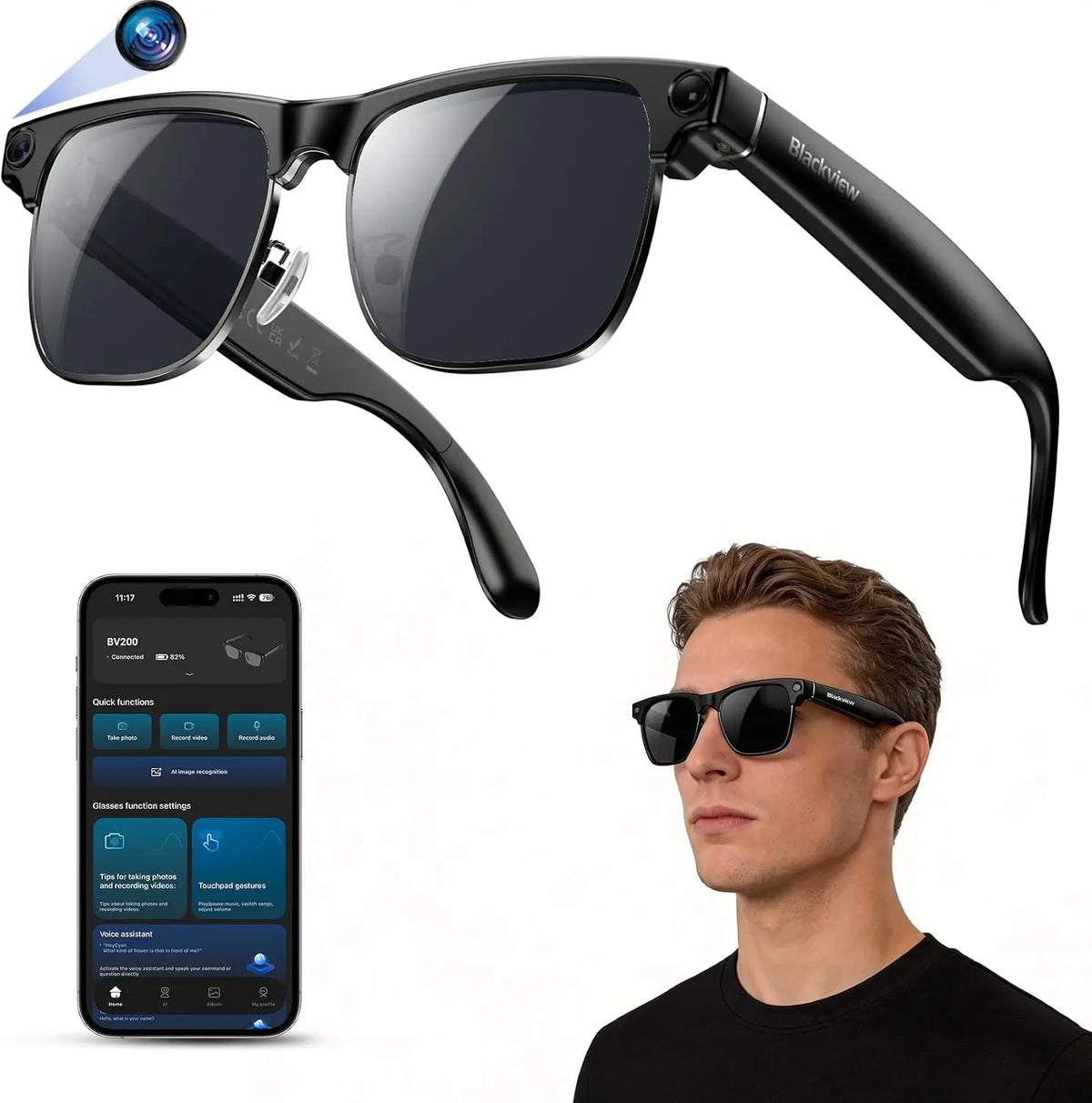 Blackview AI Smart Glasses With Camera And Translation Assistant