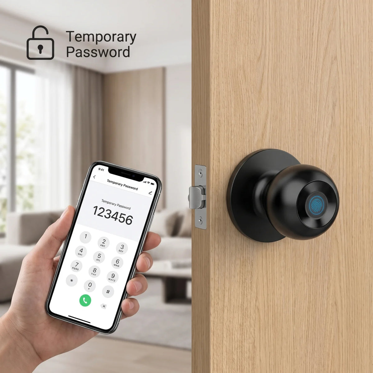 Fingerprint Smart Door Knob Lock With App And Keypad Access
