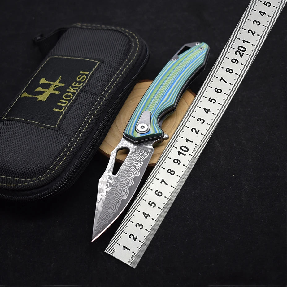 BLACKDRAGON DIY Supplies Damascus Steel G10 Folding Knife Back Clip