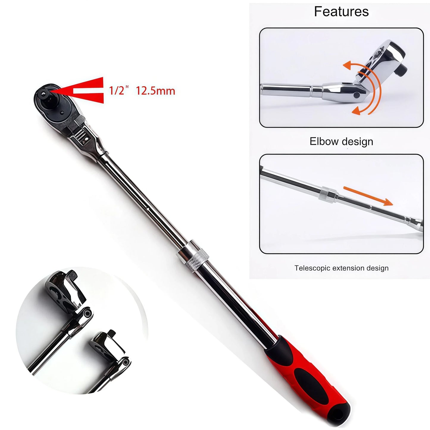 Chrome Vanadium Steel Ratchet Wrench Set with Telescopic Handle