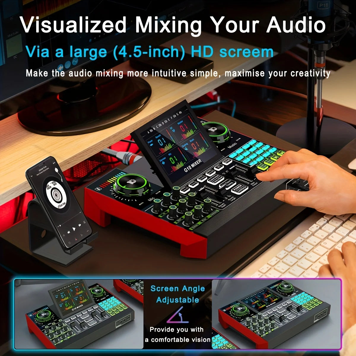 Tenlamp G10 Audio Mixer And Sound Card With Voice Changer And DJ Effects