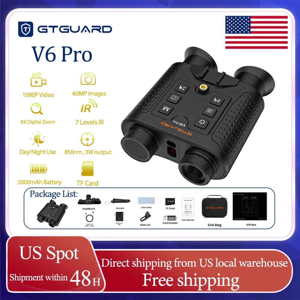 Gtguard V6 Pro Night Vision Binoculars With 1080p Video Capture And Target Measurement