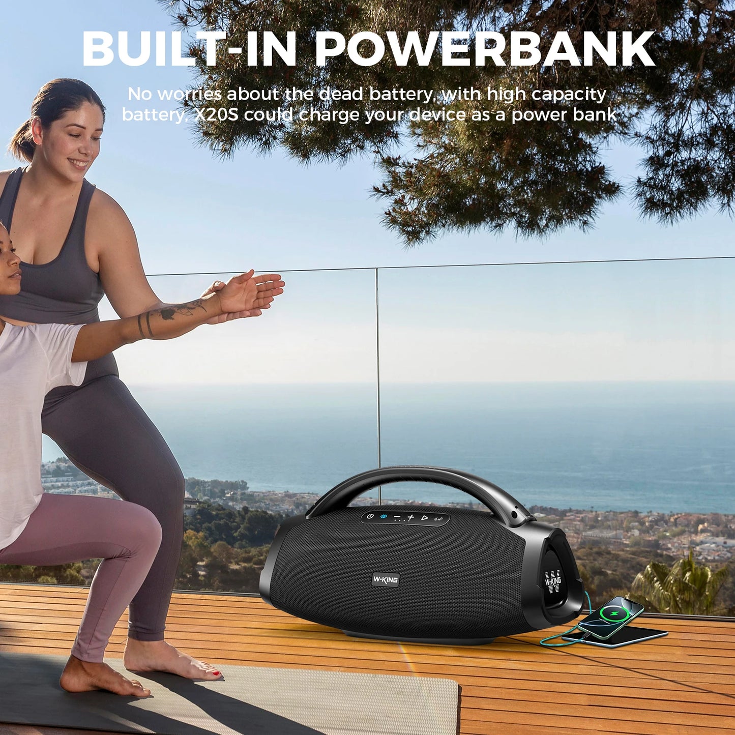 W-King X20S Bluetooth Speaker With Strap, 140W RMS Portable
