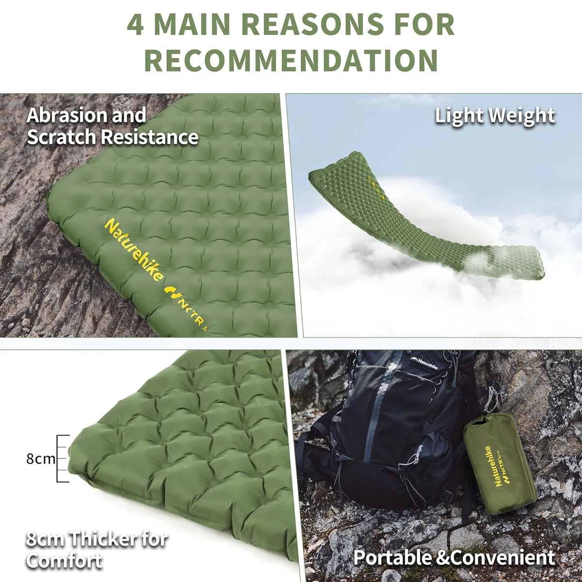Naturehike Insulated Inflatable Sleeping Pad for Camping Comfort