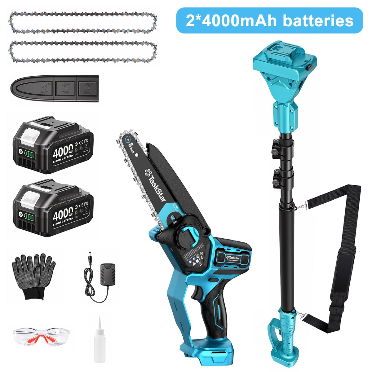 TaskStar Telescopic Pole Saw And Brushless Chainsaw Combo