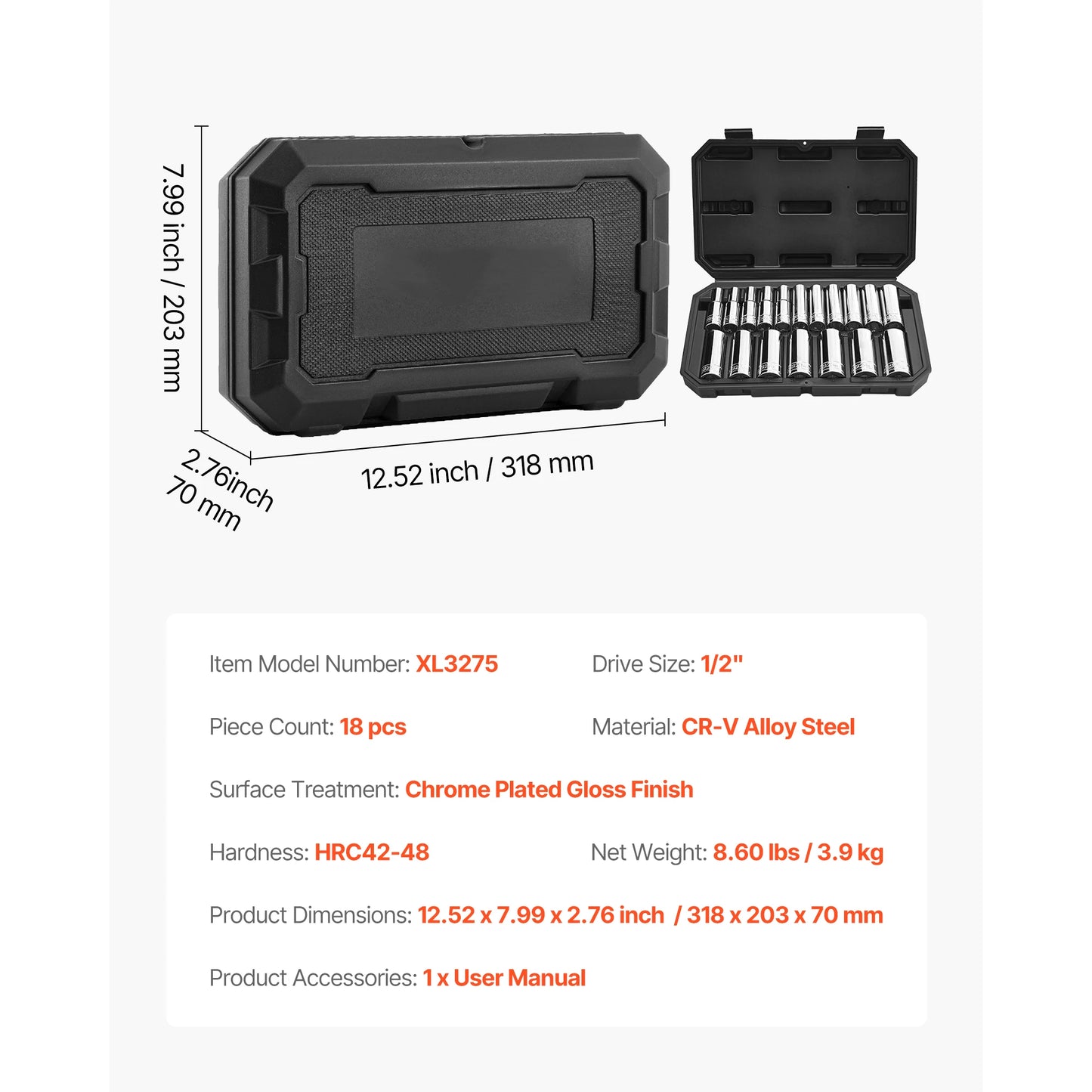 SucceBuy 86Piece Socket Set With Ratchet SAE And Metric