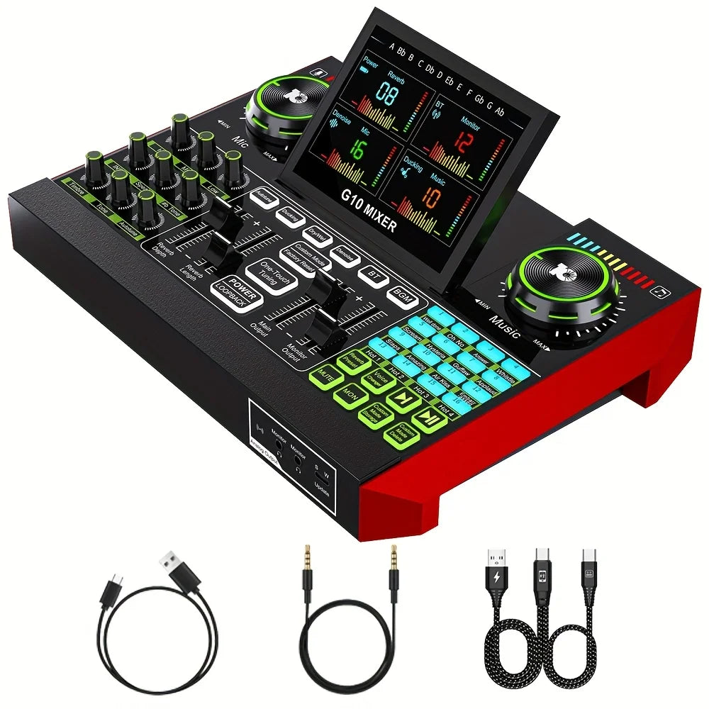 Tenlamp G10 Audio Mixer And Sound Card With Voice Changer And DJ Effects
