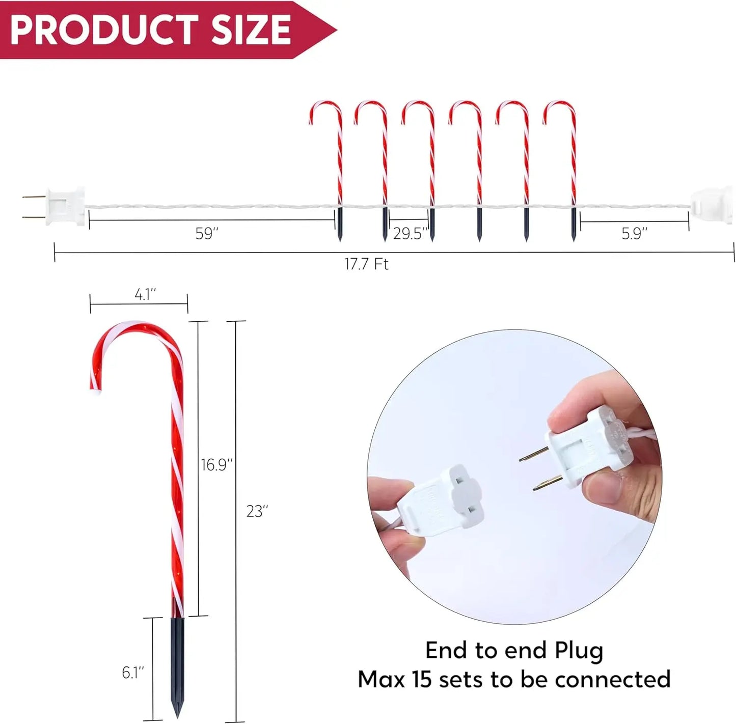 Joyfy Prelit Candy Cane Pathway Marker Lights Set Outdoor